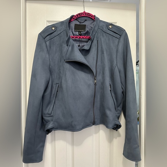 NWT Banana Republic Blue Suede Jacket - Picture 2 of 5